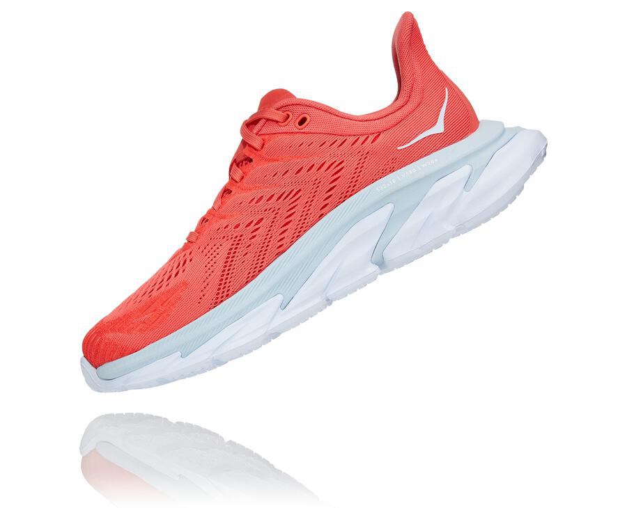 Hoka One One Koşu Ayakkabısı Kadın Kırmızı/Beyaz - Clifton Edge - TY2106983